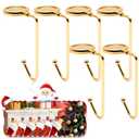 365park
Christmas Mantle Stocking Holders Set of 6 - Upgrade Non-Slip Fireplace Hangers, Lightweight Metal Hooks for Christmas Party Decoration (Gold)