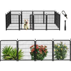 Getlay Tall Garden Fence, 32 in(H) Dog Fence Outdoor for Yard. 12 Panels Total 26.6 Ft(L) Puppy Playpen, Suitable for Indoor or Outdoor Use Play Pens for Puppys, Large Dog Pen, Fences for Garden
