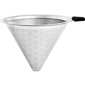 Pour Over Coffee Filter Compatible with Chemex & Hario V60 02 03, Reusable Stainless Steel Metal Cone Slow Drip Coffee Filter, 2-4 Cups Coffee Pour Over Dripper Filters