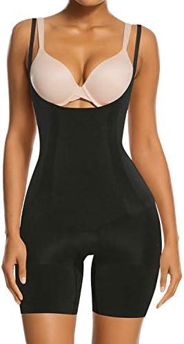 SHAPERX Shapewear for Women Tummy Control Open Bust Thigh Slimmer Body Shaper Medium, Black 