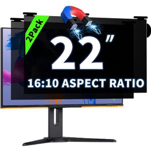 2 Pack Magnetic Hanging Computer Privacy Screen 22 Inch for 16:10 Widescreen Monitor, Removable Privacy Screen Anti Glare Blue Light Computer Screen Privacy Shield, Anti-Scratch 22 in Protector Film