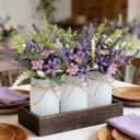 3 Pack Lavender Mason Jar Table Centerpiece Tiered Tray Decor with Wood Tray Artificial Floral and Plants Purple Pink Daisy Flower for Rustic Farmhouse Home Kitchen Bathroom Decor