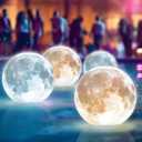 TIALLY Full Moon Floating Pool Lights Solar Powered - 14", That Float, Inflatable Waterproof Led Light Balls, Swimming Pool Accessories for Inground Pools, Party Decor for Outdoor (4 Pack) (White)