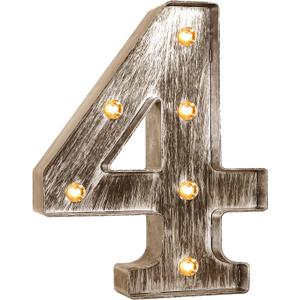 Glintee Brushed Silver Gray LED Number Lights Light Up Number Sign for Night Light Wedding/Birthday Party Battery Powered Christmas Lamp Home Bar Decoration -4