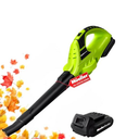 Mueller UltraStorm Cordless Leaf Blower, 20 V Powerful Motor, Electric Leaf Blower for Lawn Care, Battery Powered Leaf Blower Lightweight for Snow Blowing (Battery & Charger Included), Green