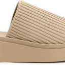 Mysoft Women's Platform Sandals Slip On Comfortable Knit Slide Sandals, Size 6