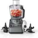 Ninja Food Processor, Professional Plus, 1000 Peak Watts, 4 Functions for Chopping, Slicing, Purees & Dough with 9-Cup Processor Bowl, 3 Blades, Food Chute & Pusher, Silver, BN601