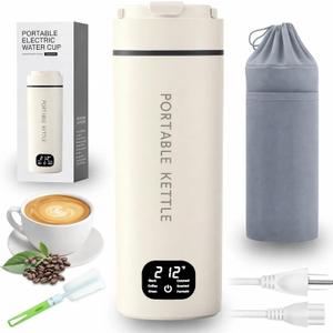 HDQ 2026 Travel Kettle, 110V~240V Any Voltage Portable Kettle for Travel, 6 Temperature Controls Portable Water Heater, 316 Stainless Steel Small Electric Kettle, Auto Shut Off & Boil Dry Protection (Warm White)