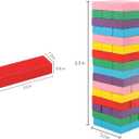 Wooden Blocks Stacking Games, 48PCS Tumbling Stacking Blocks Game for Kids and Families, Wood Colorful Balancing Blocks Montessori Toys for Kids with Storage Bag
