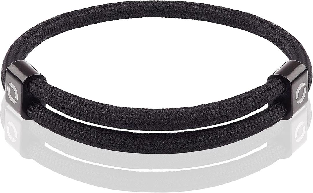 Adjustable Mens Bracelet Made of Durable Waterproof Rope | Stylish Accessory For Men | 10 colors | Fits Any Wrist Size (Black)