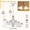 6-Light Brushed Nickel Opal White Glass Pendant Lighting for Dining Room