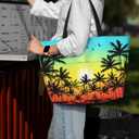 Beach Bags for Women Cute Print Waterproof Sandproof Women Tote Bag with Zipper Colorful Pool Bags for Gym Travel Vocation