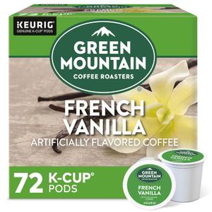 Green Mountain Coffee Roasters French Vanilla Keurig Single-Serve K-Cup pods, Light Roast Coffee, 72 Count (12 Count (Pack of 6)) (BB 05/25/2027)
