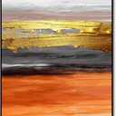 YPY Orange Wall Decor Living Room: Funky Burnt Orange Vertical Wall Decorations, Modern Abstract Wall Art Canvas Pictures for Hallway Bathroom Bedroom Dining Room (36L" x 24W", Large Framed)