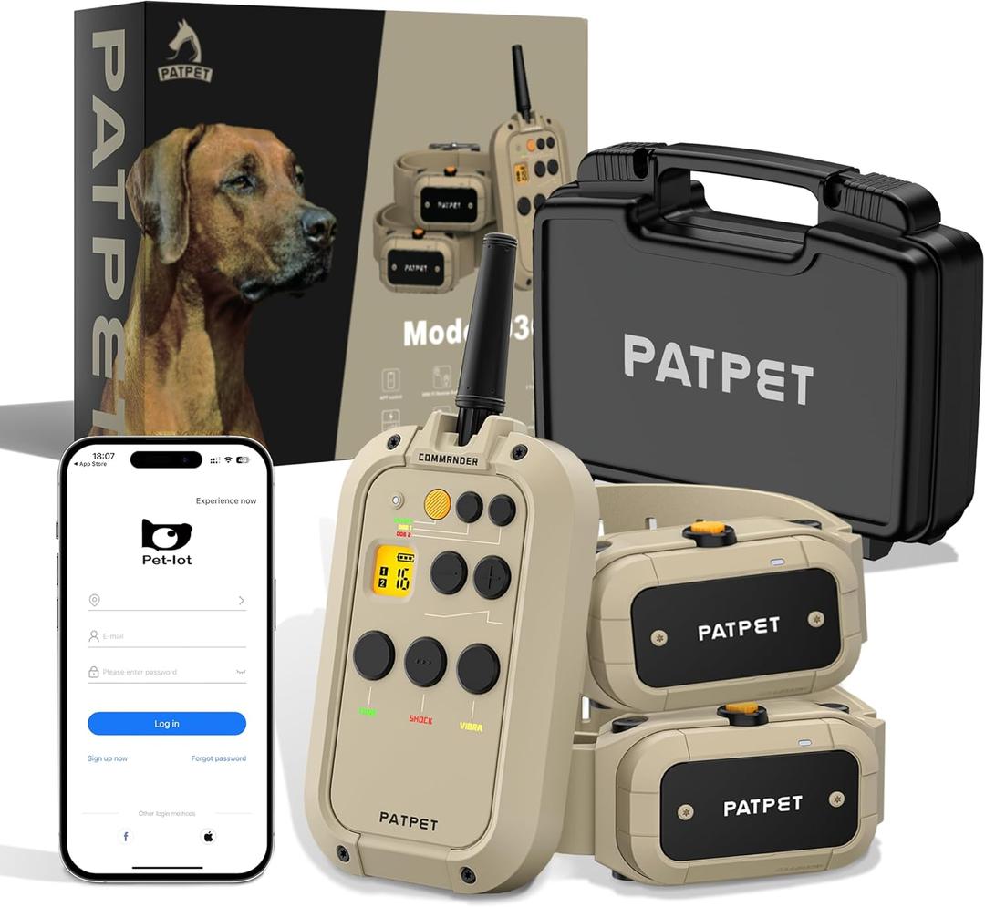 Dog Training Collar 2 Dogs with APP Control - 1/2 Mile Range E Collar for Dogs, Bluetooth-Enabled Waterproof Electric Collar for Large Dogs (15-140 lbs)