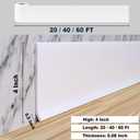 Duzzy Flexible Baseboard Molding Trim, 4 Inch(W) x 20 Feet(L) Peel and Stick Rubber Wall Trim Molding, Self-Adhesive Vinyl Wall Base Cove Base