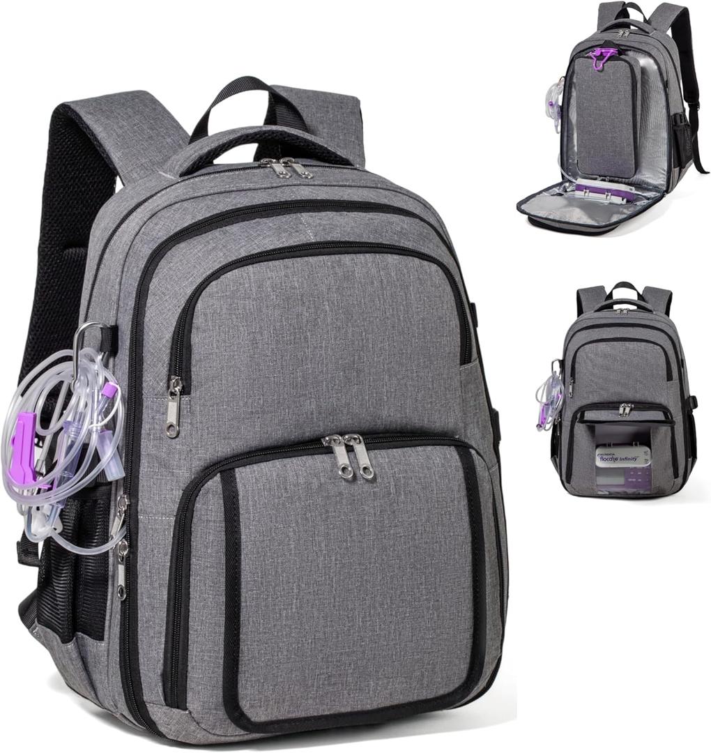 Feeding Tube Backpack for G J GJ Tube G tube Accessories Supplies Backpack for Enteral Feeding Pump Bags Fits 500ml to 1200ml for Adults (Grey2)