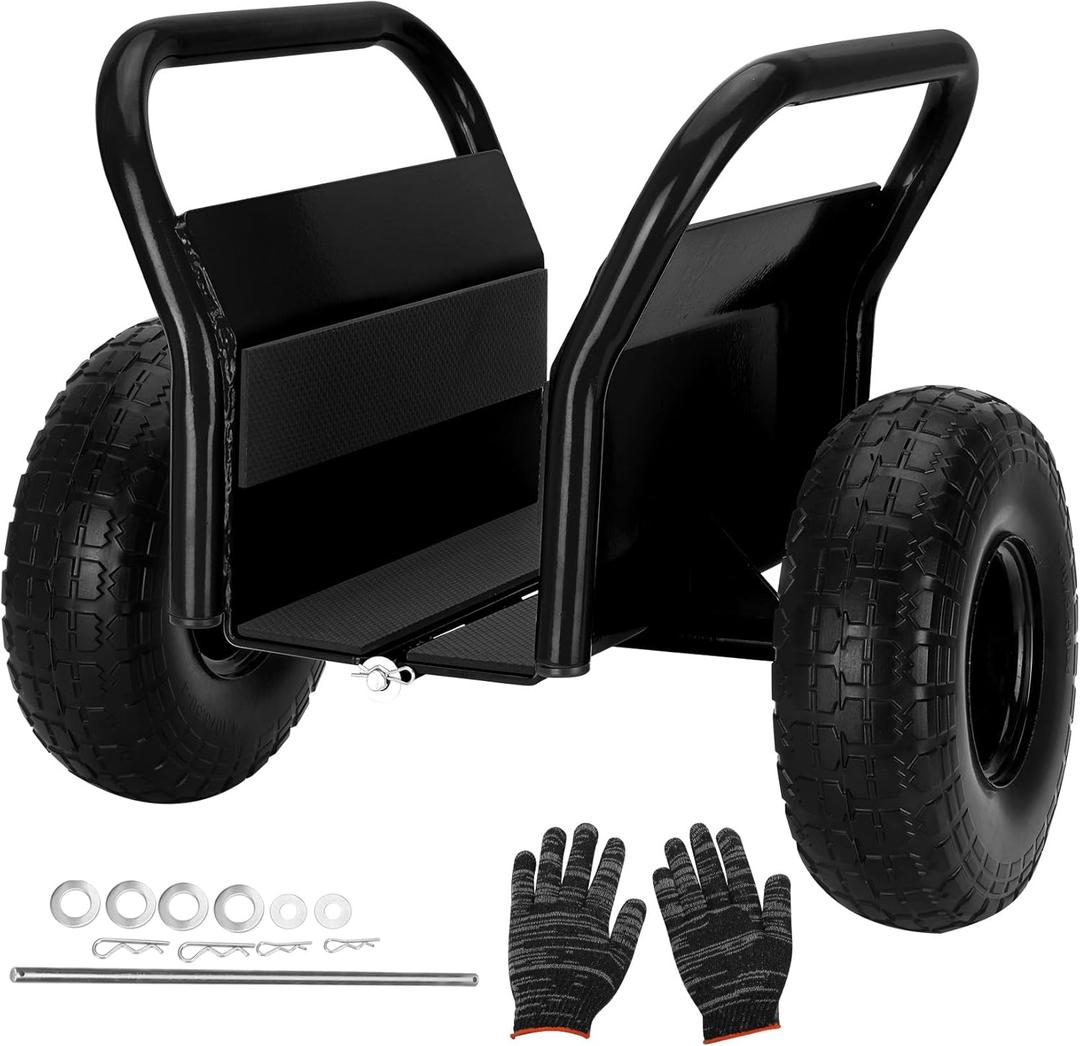 Heavy Duty Panel Dolly, All-Terrain Slab Dolly with 1000 LB Weight Capacity,10" Solid Rubber Tires and Two Handles - Ideal for Moving Heavy Drywall Sheets and Doors (Black)
