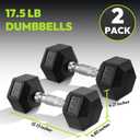 Hex Dumbbell Rubber Encased Strength Training Dumbbells, Hand Weight For Workout & Exercise/Pair of 17.5LB