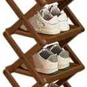 Buric 8 Tier Foldable Shoe Rack, Natural Bamboo Space Saving Shoe Storage Organizer,Easy Assembly & Strong Design Shoes Stand Shelf Organiser for Closet(Brown, Eight Layers)