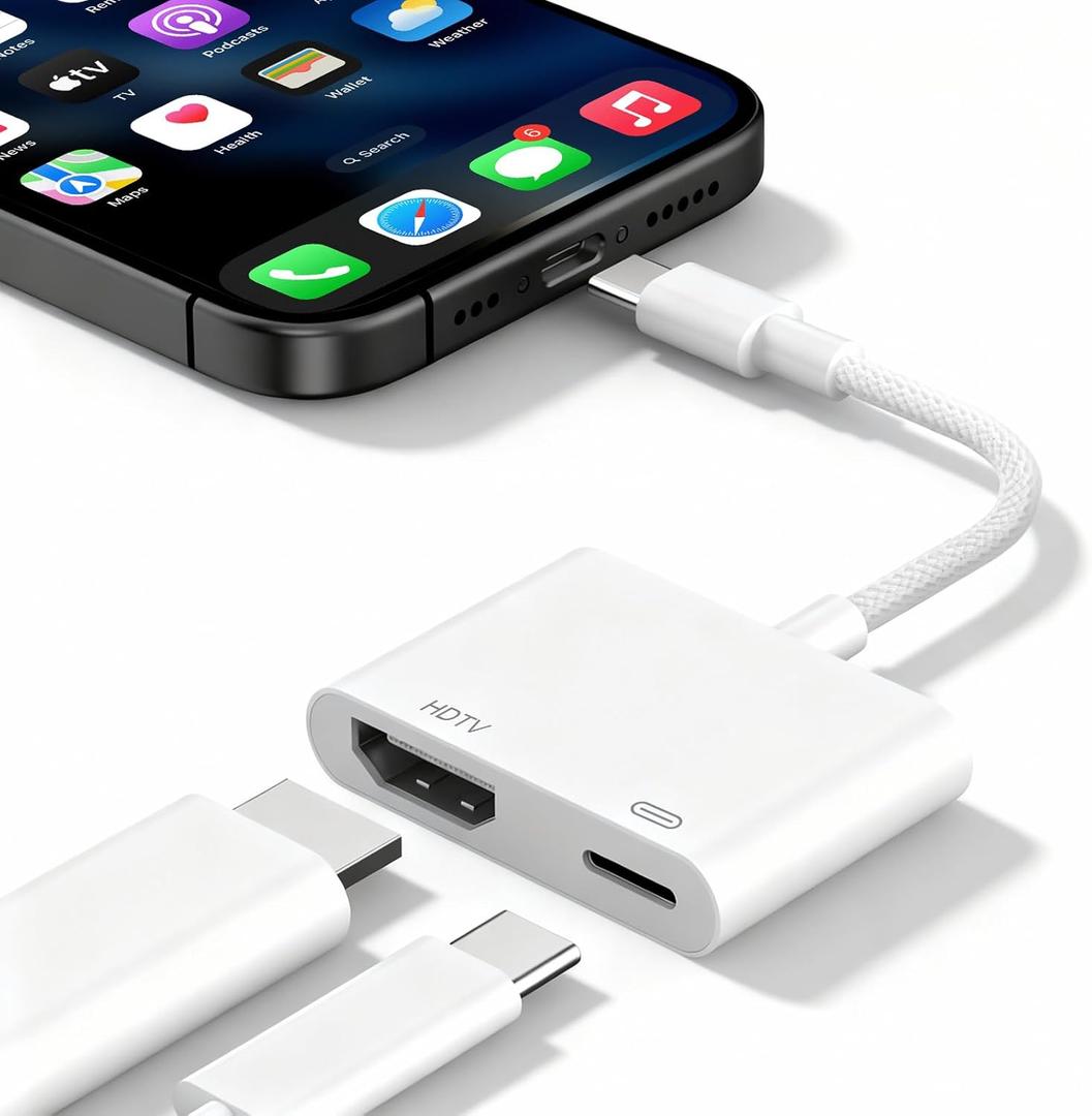 USB C to HDMI Adapter for iPhone iPad MacBook -Apple MFi Certified, 4K@60Hz HDMI to Type C iPhone Adapter for TV with 100W Fast Charging for iPhone 17 16 15 MacBook Pro Air iPad Pro Galaxy Serise
