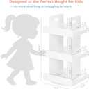 Spirich Kids Rotating Bookshelf Tower, Spinning Bookcase Lazy Susan with Book Display, 3 Tier Revolving 360 Book Shelf Storage, Vertical Rotate Turning Corner Organizer, White