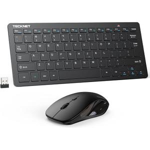 TECKNET Wireless Keyboard and Mouse Combo, Mini Cordless Computer Keyboard and Mouse Set 2.4GHz, Silent Adjustable 1600 DPI, Quiet Click, Lag-Free for Computer, Laptop, PC, Windows, Mac, Chrome OS, Black