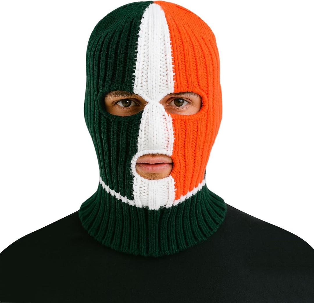 Crazy Irish Flag Tricolor Balaclava Crochet Hat Music Festival Halloween mask