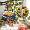 7 x Mountain Range Ornament  Christmas Decoration & Christmas Ornament; Round Ceramic (Holiday Present, Bauble Present, Gift Idea, and Gift Exchange) | Heirloom Keepsake