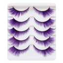 False Lashes Natural Lashes 5 Pairs Cat Eye Fluffy False Eyelashes for Halloween, Cosplay, Party, Stage Makeup (Purple)