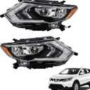 Halogen Headlights Left and Right Side Headlamp Assembly Replacement for Rogue 2017 2018 2019 Halogen