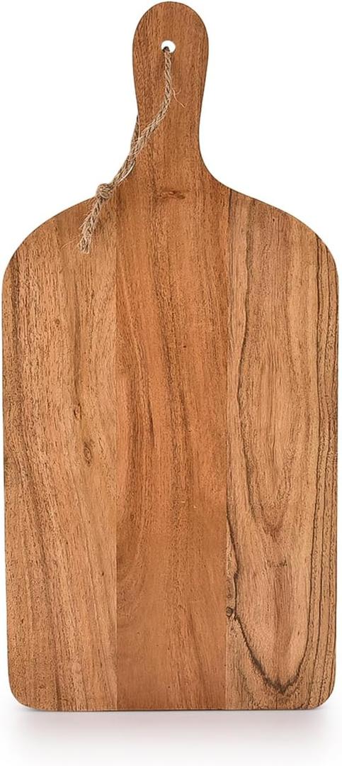 Samhita Acacia Wood Paddle Cutting Boards with handle for Kitchen, Cheese, and Food Serving Tray, Charcuterie Boards (15" x 7" x 0.65")