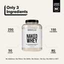 NAKED Vanilla Whey Protein Powder - All Natural Grass Fed Whey Protein Powder, Vanilla Flavor, Organic Coconut Sugar, 5Lb Bulk, GMO-Free, Soy Free, Gluten Free - 61 Servings