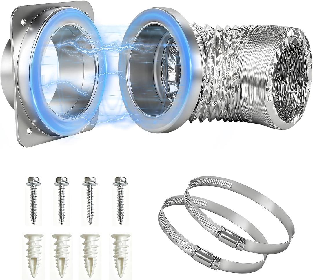 Upgraded Magnetic Dryer Vent Connector Kit, Quick Connect for 4" Dryers, Airtight Seal, Easy to Clean, Applicable to Most Dryers, Including a 2.6ft 4" Duct and two Clamps