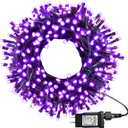 164 FT 250 LED Purple Christmas Lights with Timer Function, Plug in Waterproof Black Wire Christmas Lights, 8 Modes Light for Indoor Outdoor Bedroom Garden Xmas Party Decor(Purple)