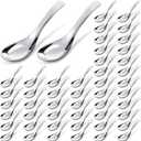 Tioncy 50 Pcs Stainless Steel Soup Spoons Mirror Polished Asian Soup Spoons for Bouillon Dessert Cereal Ramen Pho Wonton Dumpling Noodles