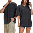 rosemia Oversized Tshirts for Men Vintage Short Sleeve Shirts Acid Wash Basic Tees (Black, S)