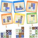 varbertos Wooden Matching Game Puzzle Games, Pattern Block Match Puzzles Building Cubes with Bell for Kids and Adults Toys Board Games for Family Night