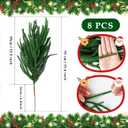 8 PCS Norfolk Pine Branches,21.6 Inch Artificial Green Pine Stem,Real Touch Faux Christmas Greenery Pines Picks for Vase DIY Flower Arrangement Garland Wreath Home Decoration