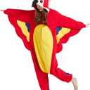 SAMGU Adult Onesie Animal Halloween Cosplay Costume One Piece Pajamas for Women and Men (Large, Red-parrot)