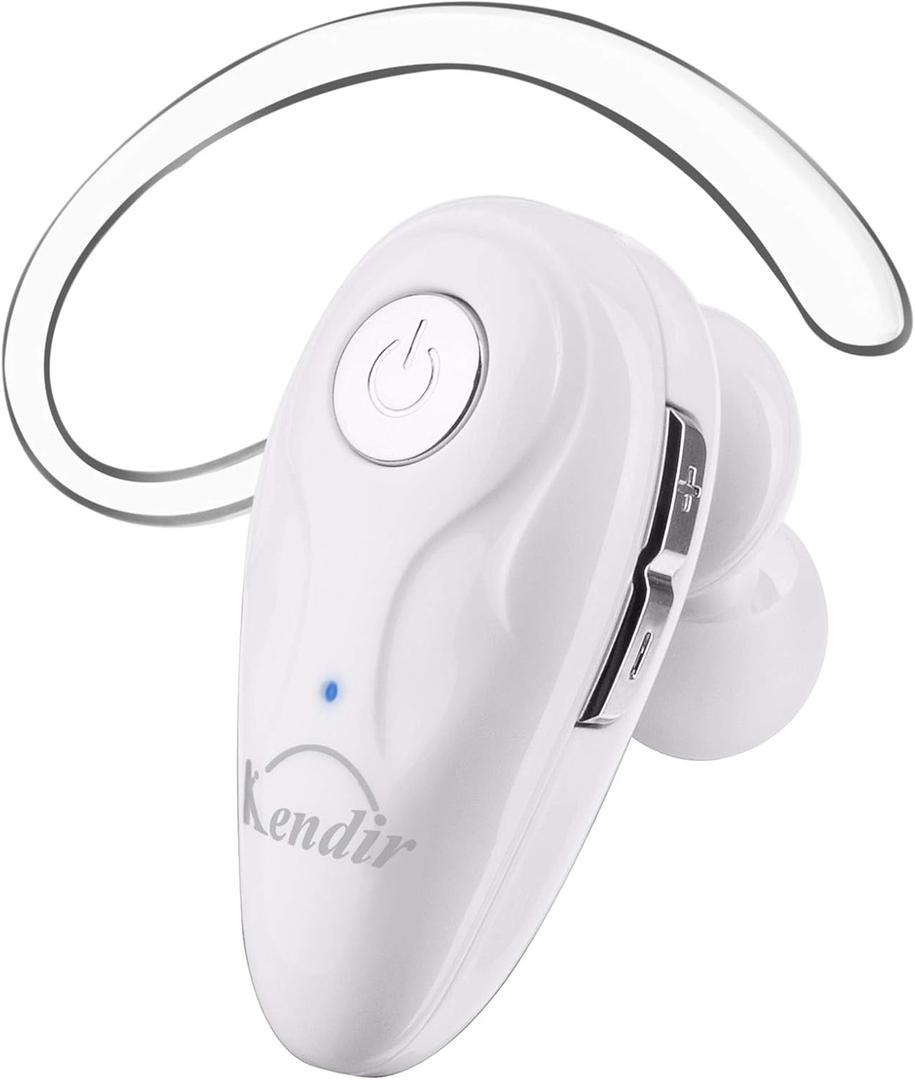 Bluetooth Earpiece, V5.0 Wireless Headphone Cell Phone Headset 8 Hrs Talking with Noise Cancelling Mic, Volume Control, Handsfree Earbud for iPhone Android Samsung Laptop Trucker Driver (White)