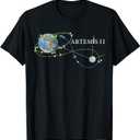 Artemis 2 Route Map SLS Rocket Launch Mission To The Moon T-Shirt (Black, Small)