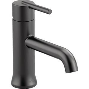Delta Trinsic Matte Black Bathroom Faucet 1 Hole, Single Hole Bathroom Sink Faucet for Vanity, Metal Push-Pop Drain Assembly, Matte Black 559LF-BLMPU