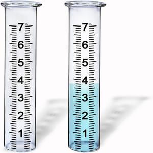 BIUWING 7" Capacity Glass rain Gauge Replacement Tube for Outdoors Yard Garden with Lip, Best Rated, Easy to Read (2 pcs)