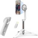 PureGear Magnetic Selfie Stick Tripod Stand with Wireless Remote, Compatible with MagSafe for iPhone 17/16/15/14/13/12 Series and Android Phones, Extendable Tripod Mount and Stand (White)