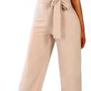 Happy Sailed Womens Loose Short Sleeve Belted Wide Leg Pant Romper Jumpsuit Business Casual One Piece Outfits (X-Large)