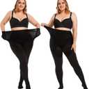 YAGAXI 2 Pairs Plus Size Tights for Women, Semi Opaque Pantyhose for Women High Waist Control Top and Reinforced Toes 60D (Black, XXL)