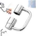360 Rotating U Shaped Faucet Extender, Universal Sink Faucet 1440 Rotatable Faucet Extender, Adjustable Robotic Arm 2 Spray Modes for Kitchen & Bathroom (1)