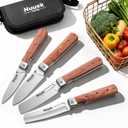 Huusk Folding Chef Knife Set - Including Nakiri, Santoku, Bread and Fruit Knives - EDC Kitchen Knife Set with 440C Stainless Steel Ultra Sharp Blade - Japanese Pocket Knives - Gifts for Men and Women