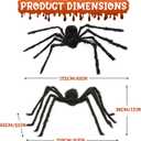 Halloween Giant Spider 5 Ft Outdoor Halloween Decorations Large Fake Hairy Spider Scary Furry Spider Props Outside Yard Creepy Decor, Black